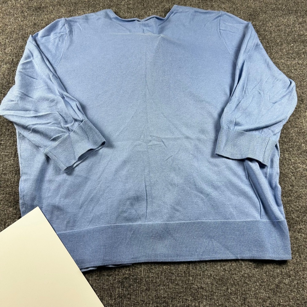 Chaps Womens 2X Carolina Blue 3/4 Sleeve Button Front Cardigan Sweater NWT - Picture 9 of 9